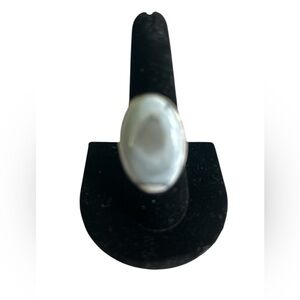 925 Sterling Silver Owhyee Eye Blue Opal Stone Oval Ring